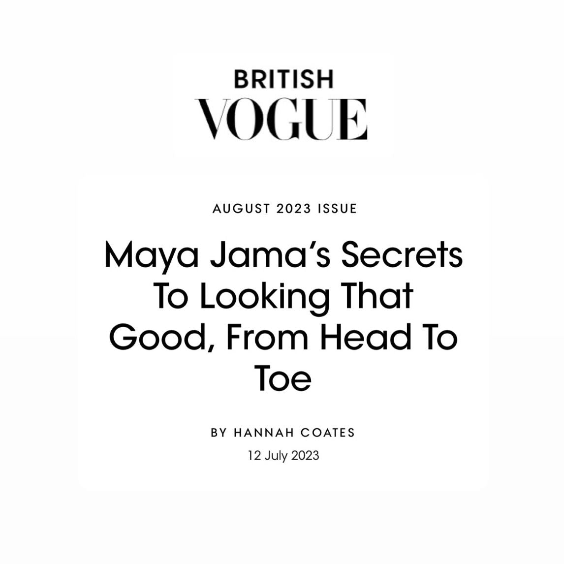 Shane Featured In British Vogue: Maya Jama’s Secrets To Looking That Good, From Head To Toe